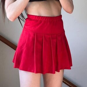 Vintage Sporty Red Cheerleading Mini Skirt Tenniscore Size Medium Pleated